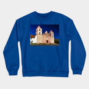 Man and Dog at Mission Santa Barbara Crewneck Sweatshirt